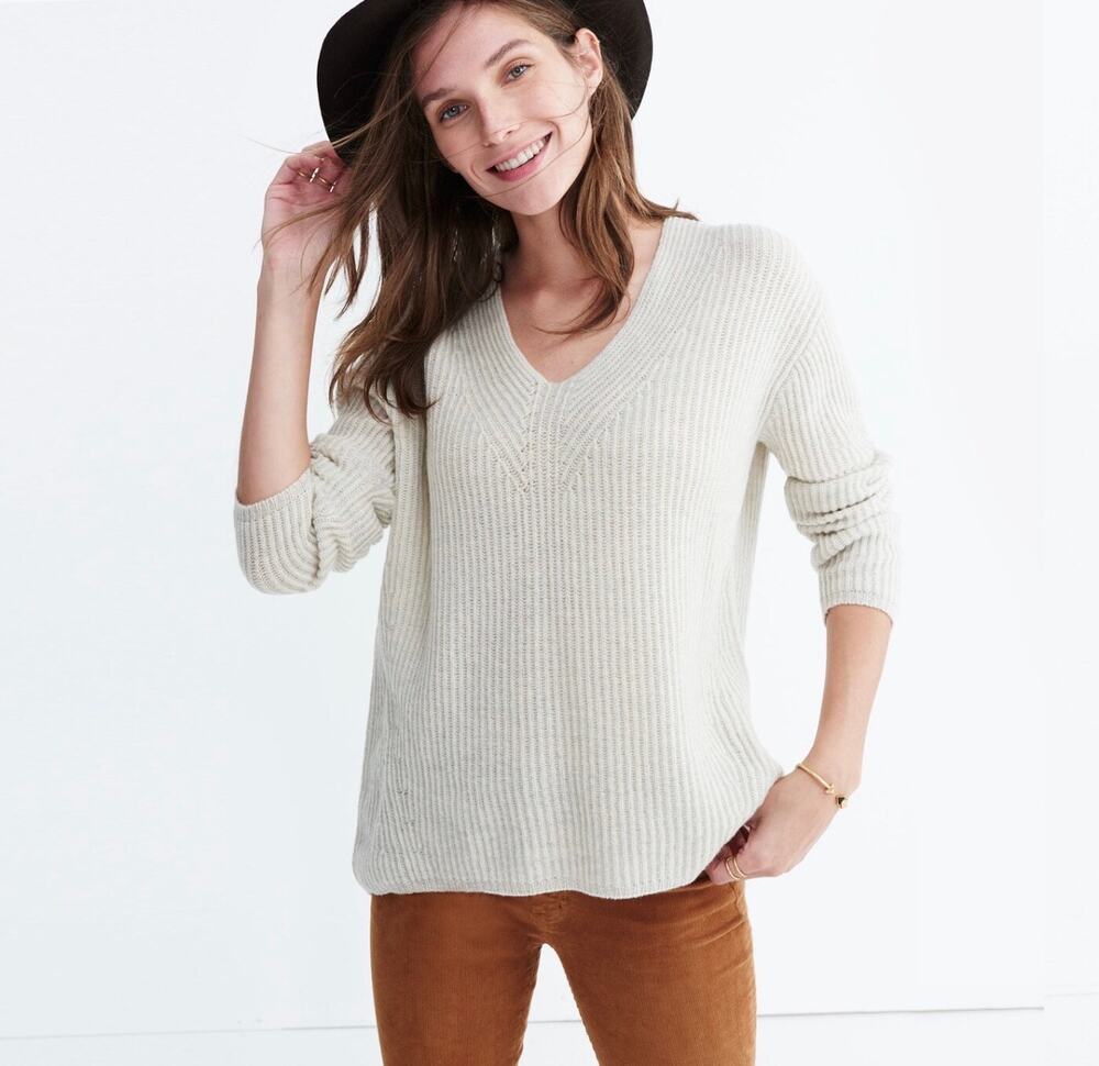 Madewell Woolside Pullover Sweater in Heather Fog Size Medium